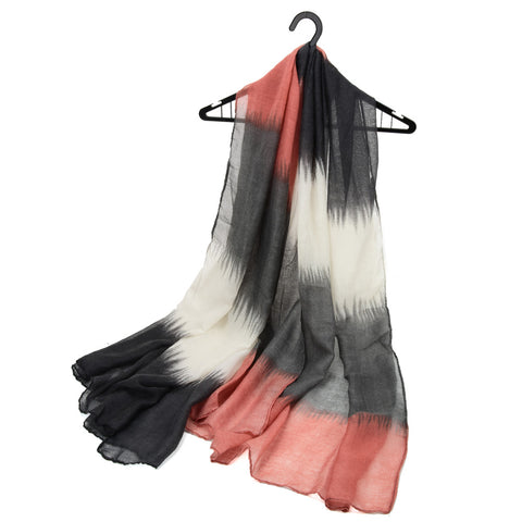 SF1221 PINK - Contrasting Colors Splicing Pattern Scarf For Women