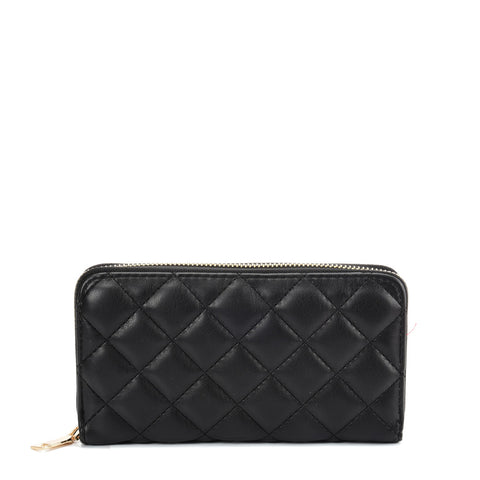 VKP1618 BLACK - Long Wallet With Lattice Design For Women