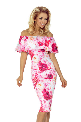 Numoco Dress with frill - Pink roses 138-6