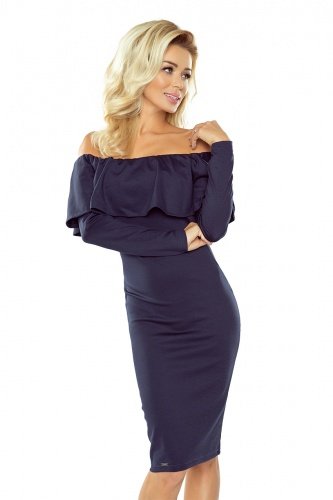 Numoco Dress with frill - Long Sleeve - Navy Blue 156-1