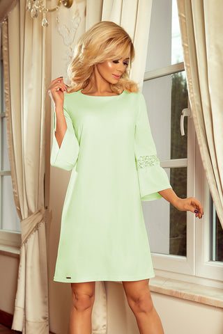 Numoco 190-9 MARGARET dress with lace on the sleeves - pistachio