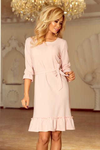 Numoco 193-2 MAYA Dress with flounces and belt - pastel pink