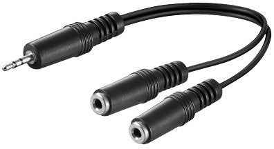 3.5mm Mono 0.2m 1M-2F BlackMicroConnect