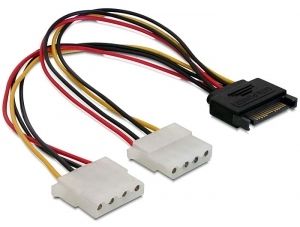 SATA 15p>2x4pin Molex F 20cmDelock