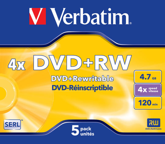 DVD+RW 4X, 4.7GB BrandedVerbatim