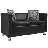 vidaXL Sofa Set Armchair and 2-Seater Black Faux Leather