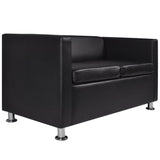 vidaXL Sofa Set Armchair and 2-Seater Black Faux Leather