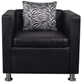 vidaXL Sofa Set Armchair and 2-Seater Black Faux Leather