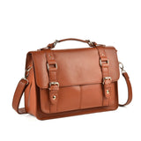 AM953 BROWN - Solid Color Handbag With Flap And Buckle Design