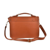AM953 BROWN - Solid Color Handbag With Flap And Buckle Design