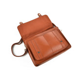 AM953 BROWN - Solid Color Handbag With Flap And Buckle Design