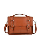 AM953 BROWN - Solid Color Handbag With Flap And Buckle Design