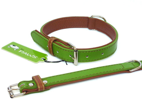 Fusion Leather Collar Lead - Lime