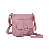 CT12261M BLUSH - Solid Color Handbag With Flap And Buckle Detail