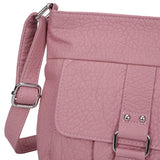 CT12261M BLUSH - Solid Color Handbag With Flap And Buckle Detail