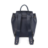 CT24718 BLUE - Simple Solid Color Backpack With Drawstring And Flap Design