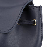 CT24718 BLUE - Simple Solid Color Backpack With Drawstring And Flap Design