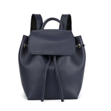 CT24718 BLUE - Simple Solid Color Backpack With Drawstring And Flap Design
