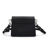 CT28176 BLACK - Solid Color Cross-Body Bag With Metal Ring And Flap Decoration (was £8)