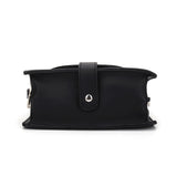 CT28176 BLACK - Solid Color Cross-Body Bag With Metal Ring And Flap Decoration (was £8)