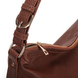 CT30129 BROWN - Simple Solid Color Shoulder Bag With Buckle Handle Design (was £11)