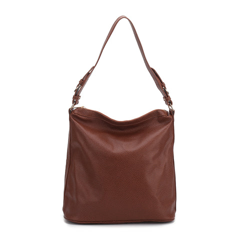 CT30129 BROWN - Simple Solid Color Shoulder Bag With Buckle Handle Design (was £11)