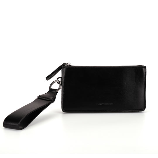 CT31462 BLACK - Simple Wallet With Special Handles And Metal Ring Design
