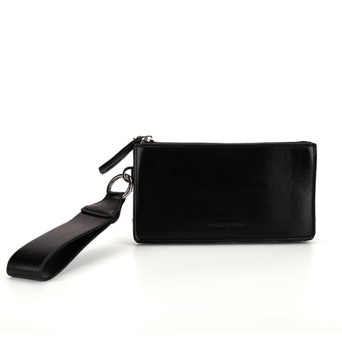 CT31462 BLACK - Simple Wallet With Special Handles And Metal Ring Design