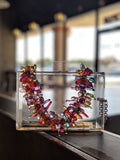 Clear Lucite Bag With Fruit Chain