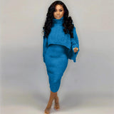 Y-3224 Two-Piece Suit Knitted Women Sweater Dresses Long Sleeve Turtleneck Sweater Dress Women