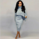 Y-3224 Two-Piece Suit Knitted Women Sweater Dresses Long Sleeve Turtleneck Sweater Dress Women