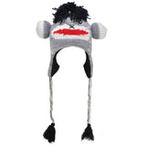HGRQ179 Grey  -  Monkey Shaped Knitted Winter Hat (Was £3.00)