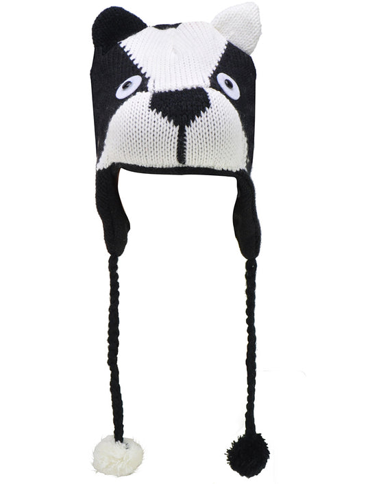 HGRQ189 Black&White  -  Lovely Dog Shaped Knitted Winter Hat (Was £3.00)