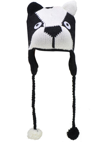 HGRQ189 Black&White  -  Lovely Dog Shaped Knitted Winter Hat (Was £3.00)