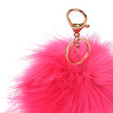 HGRQ279-1 Fushia - Fashion Furry Velvet Ball Metal Button Pendant