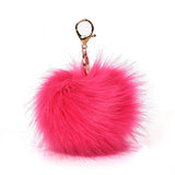HGRQ279-1 Fushia - Fashion Furry Velvet Ball Metal Button Pendant