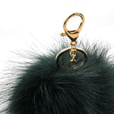 HGRQ279-1 Dark green - Fashion Furry Velvet Ball Metal Button Pendant
