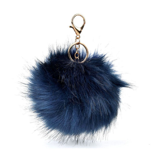 HGRQ279-1 Green - Fashion Furry Velvet Ball Metal Button Pendant