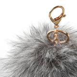 HGRQ279-1 Grey - Fashion Furry Velvet Ball Metal Button Pendant