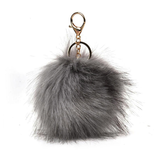 HGRQ279-1 Dark grey - Fashion Furry Velvet Ball Metal Button Pendant
