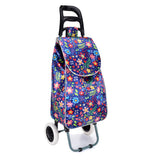 HGRQ338 BLUE - Assorted Colors - Cartoon Flowers Pattern Printed Trolley Bag