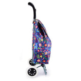 HGRQ338 BLUE - Assorted Colors - Cartoon Flowers Pattern Printed Trolley Bag