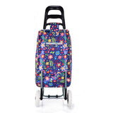 HGRQ338 BLUE - Assorted Colors - Cartoon Flowers Pattern Printed Trolley Bag