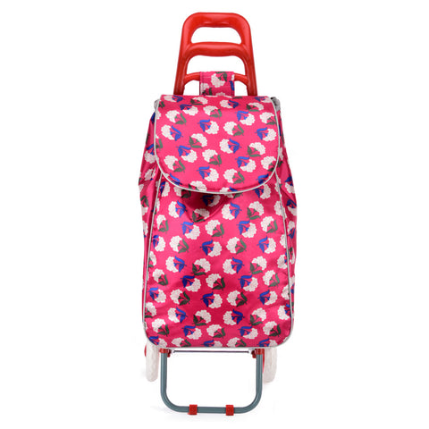HGRQ339 FUSHIA - Assorted Colors - Flowers Pattern Printed Trolley Bag