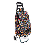 HGRQ341 BLACK - Assorted Colors - Cartoon Fruit Pattern Printed Trolley Bag
