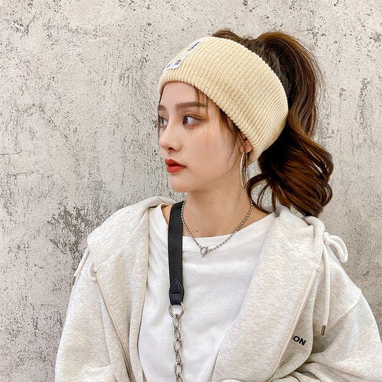 HW002-BEIGE -   Women's fall/winter elastic sports headband