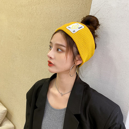 HW002-YELLOW -   Women's fall/winter elastic sports headband