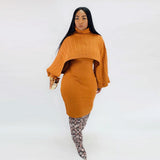 Y-3224 Two-Piece Suit Knitted Women Sweater Dresses Long Sleeve Turtleneck Sweater Dress Women