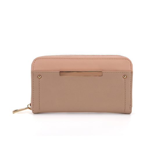 LB00620 Beige - Fashion Long Wallet With Studs Decoration