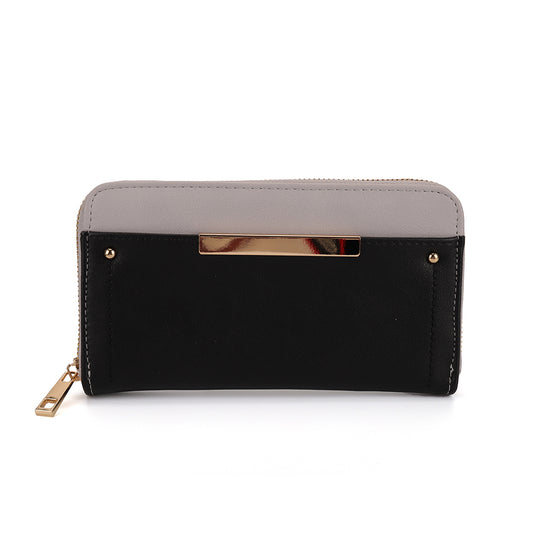 LB00620 BLACK - Fashion Long Wallet With Studs Decoration